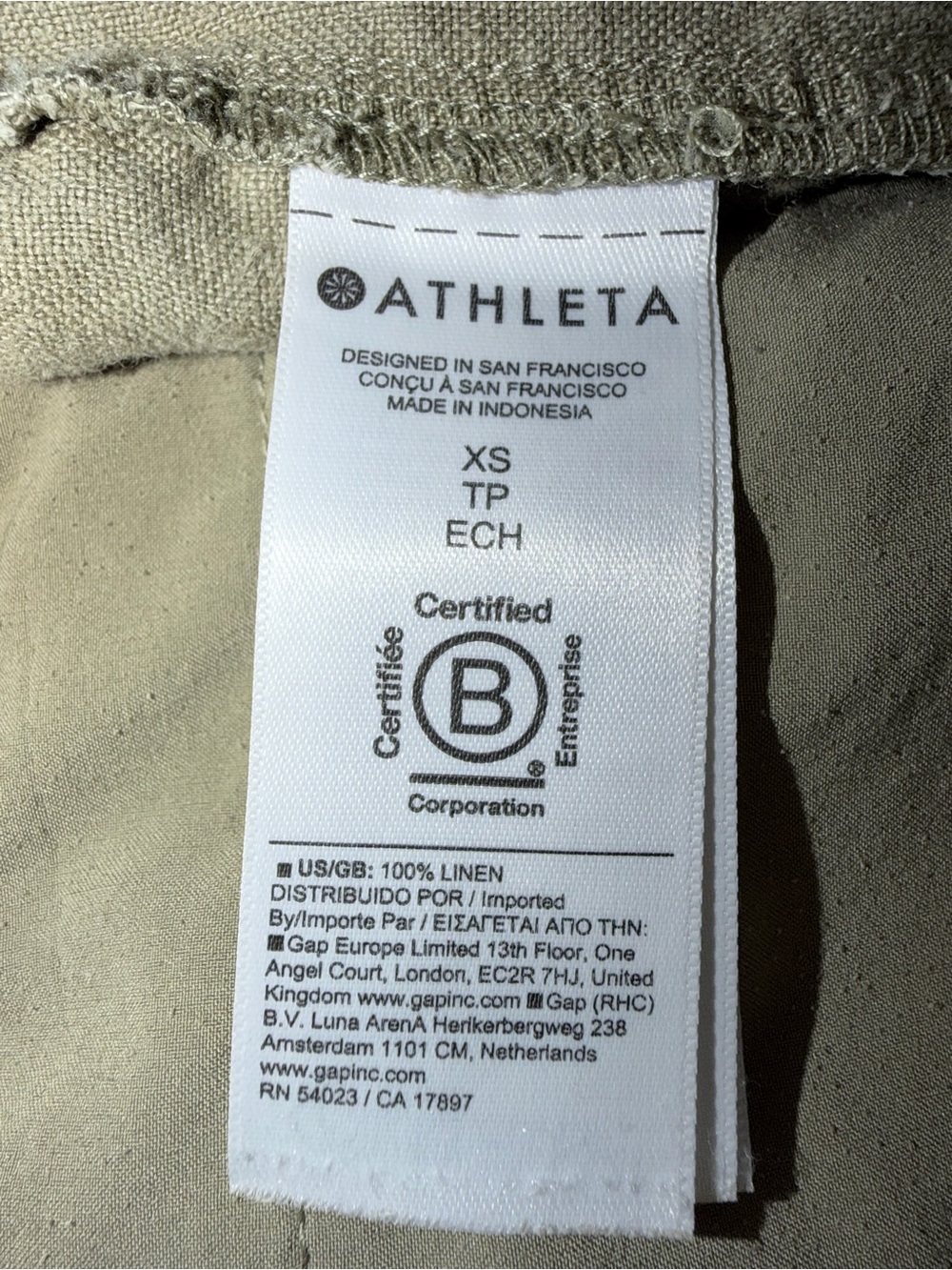Athleta Retreat 100% Linen Wide Leg Crop Pants XS Olive Green - Picture 3 of 7
